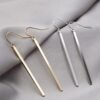 Latest New Heart Geometric Gold Silver Color Rectangle Drop Earrings for Women Simple Long Tassel Earrings Fashion Ear line Gift