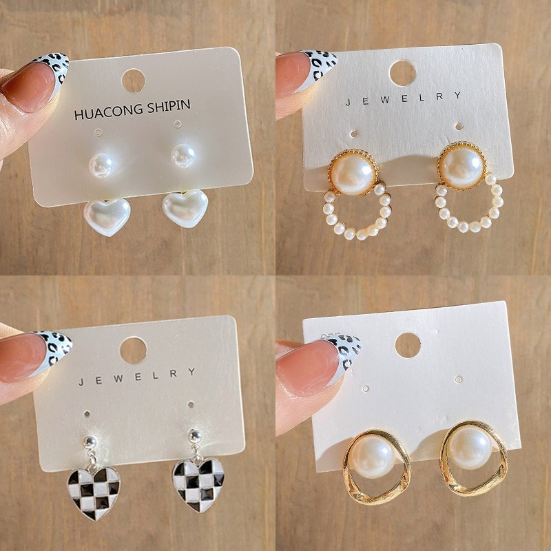 Fashion Heart Pearl Earrings For Women Girls Latest Trendy Vintage Brincos Cute Flower Geometric Drop Earring pendientes mujer 귀걸이