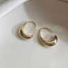 Gold Chic Water Drop Shaped Hoop Earrings Women's Chunky Hoops Geometrical Brass Earrings Minimalist Wedding Party Jewelry