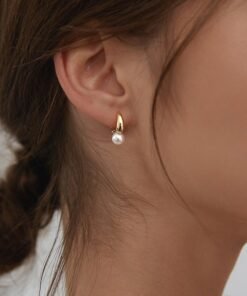 LIVVY New Trend Korean Style Silver Color Simple Pearl Ear Clasp Hoop Earrings For Women Fine Elegance Jewelry Gifts