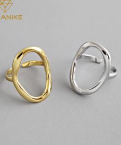 XIYANIKE Silver Color Irregular Hollow Opening Rings for Women Couple Fashion Simple Geometric Party Jewelry Gifts